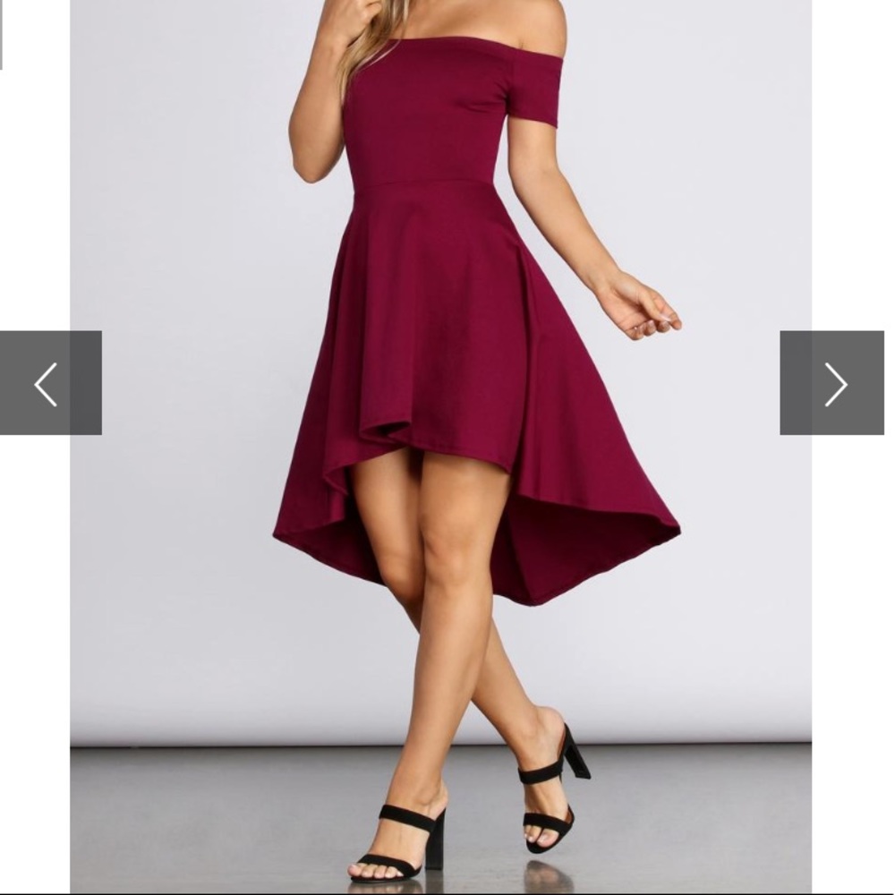Red high low dress